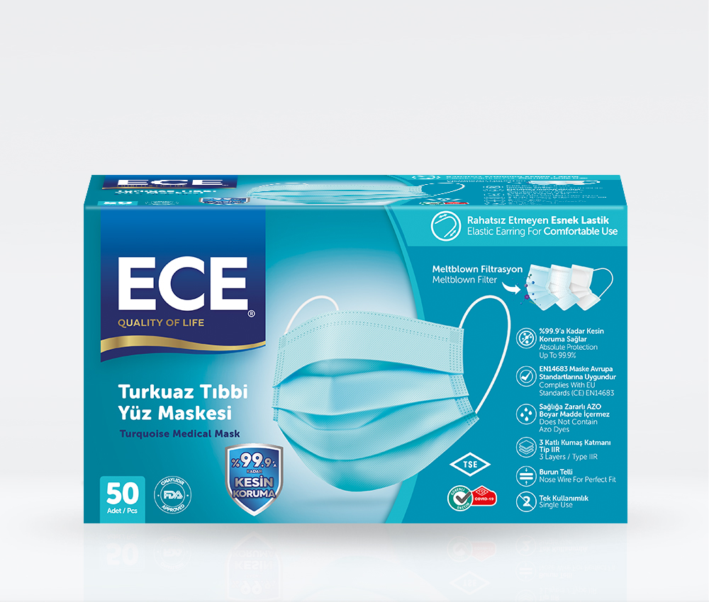 Turquoise Medical Face Mask